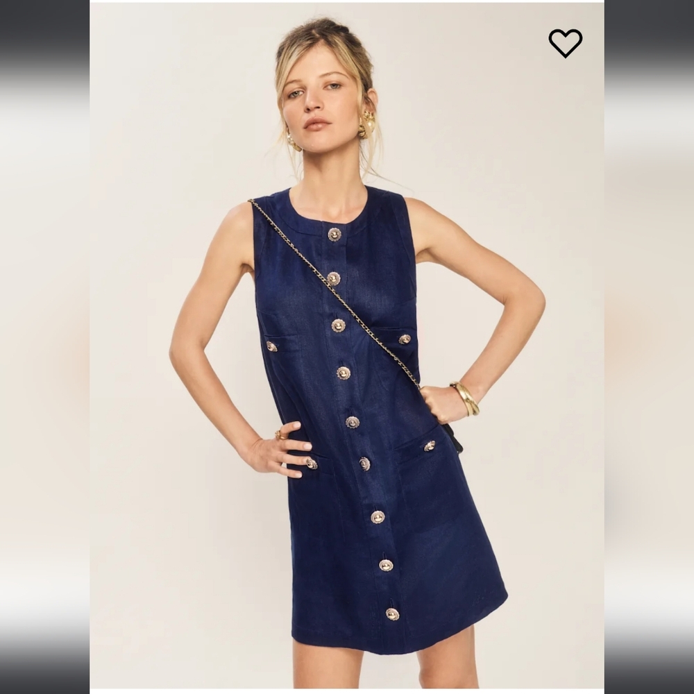 Reformation Tropez Linen Dress Danube - Size 0